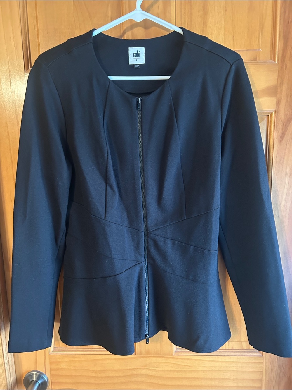 CAbi Criss-Cross Blazer Zip-Front Peplum Jacket Style #5850